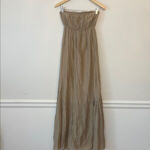 King Kong Women’s Strapless Cotton Maxi Dress Tan M